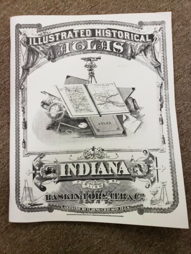 Historical Atlas of Indiana 1876 reprinted 1968 rare Greenburg