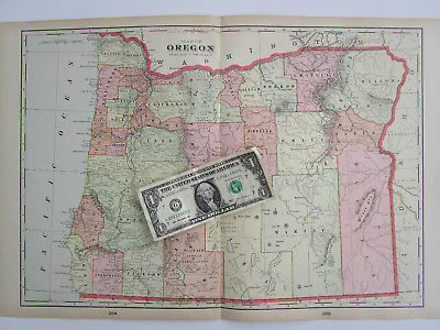 XL OR 1901 OREGON Topographic Wall Map Art Print Decor. 19x13 1900s RAILROADS