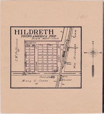1910 Hildreth Young America Twp Edgar County IL Lithograph Map No Longer Exists
