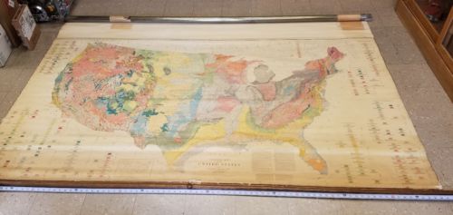 1932 Geologic Map United States cloth US geological survey map Denoyer Geppert C