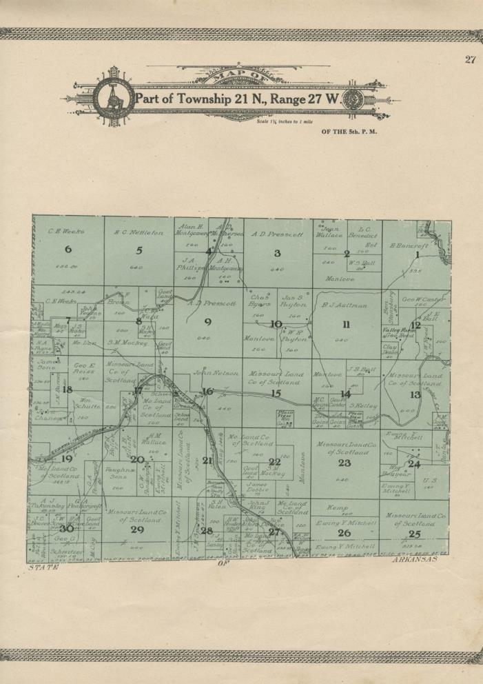 Sugar Creek Township Plat Map 2 (Barry County Missouri) 1909 Land Owners Schools
