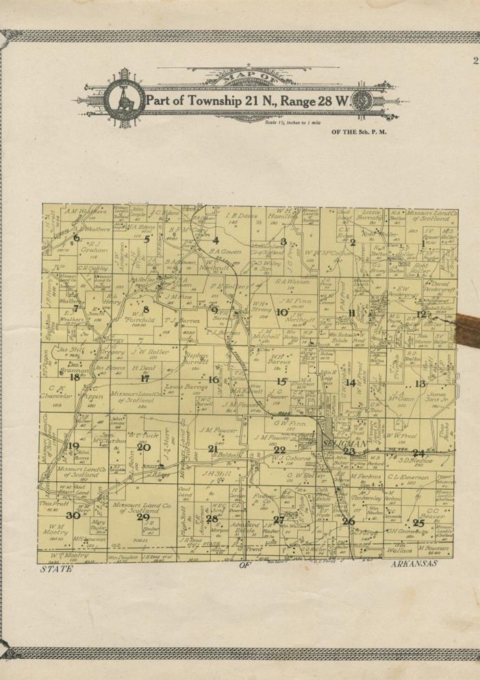 Sugar Creek Township Plat Map (Barry County Missouri) 1909 Land Owners, Schools+