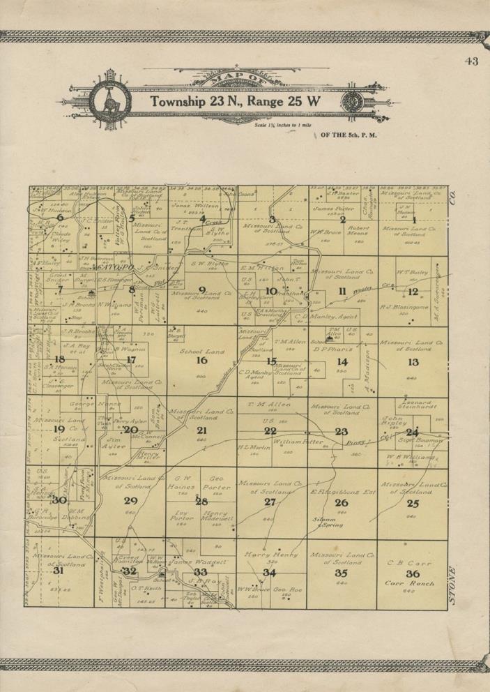 Mineral Township Plat Map 2 (Barry County, Missouri) 1909 Land Owners, Schools +