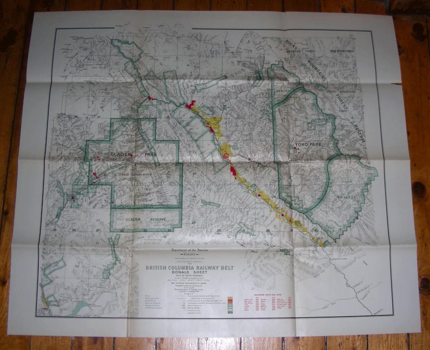 Antique map 1913 BRITISH COLUMBIA RAILWAY BELT Donald Sheet Canadian Pacific