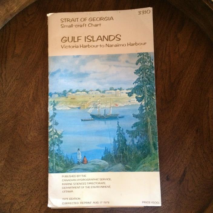 Vintage Map Strait of Georgia Small Craft Chart 1973 Gulf Islands