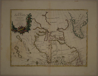 1778 Genuine Antique map Hudson's Bay, Greenland, Labrador. A. Zatta