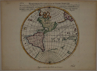 1704 Genuine Antique RARE Western Hemisphere Map in REVERSE. by Moullaer-Sanson