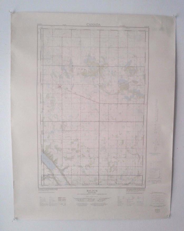 Vintage 1965 Topographical Map of Baldur, Manitoba, Canada