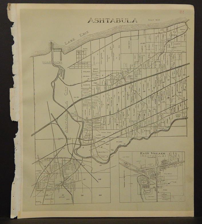 Ohio Ashtabula County Map Ashtabula 1905  !W16#30