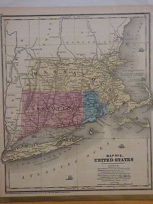 1853 map of Massachusetts, Connecticut, Rhode Island, by Daniel Burgess