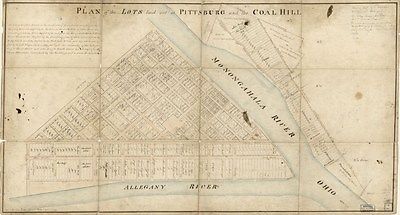 1787 Map Plan of the lots laid out at Pittsburg Pa Allegheny County 16 x 30 Map