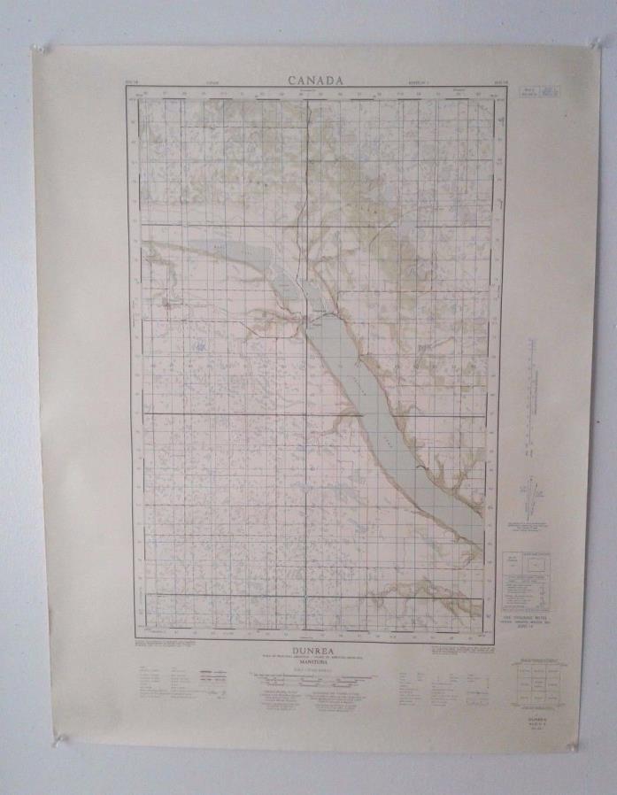 Vintage 1962 Topographical Map of Dunrea, Manitoba, Canada