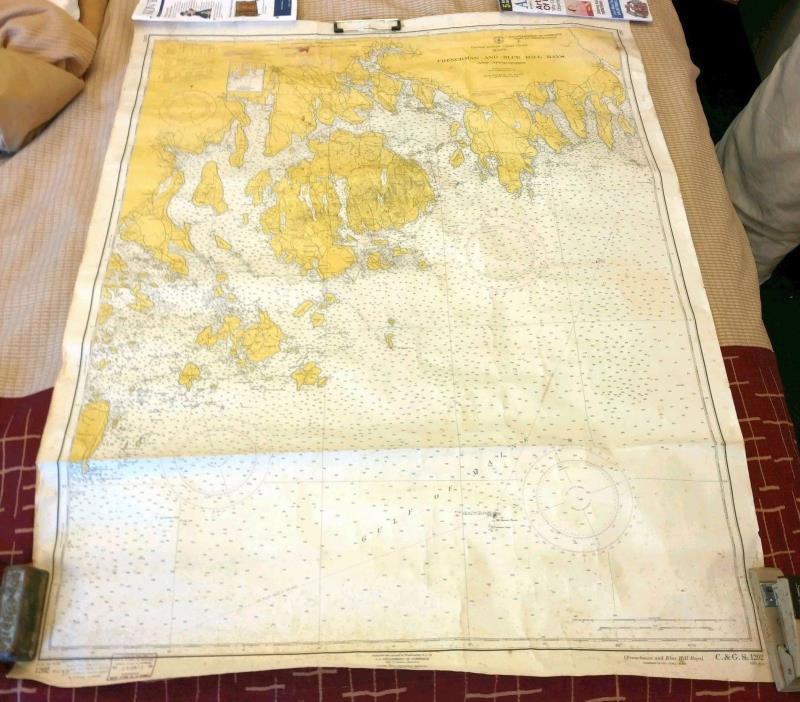 Original U.S.C.G.S. Frenchman & Blue Hill Bays, Maine chart 1202 Sept. 1965 map