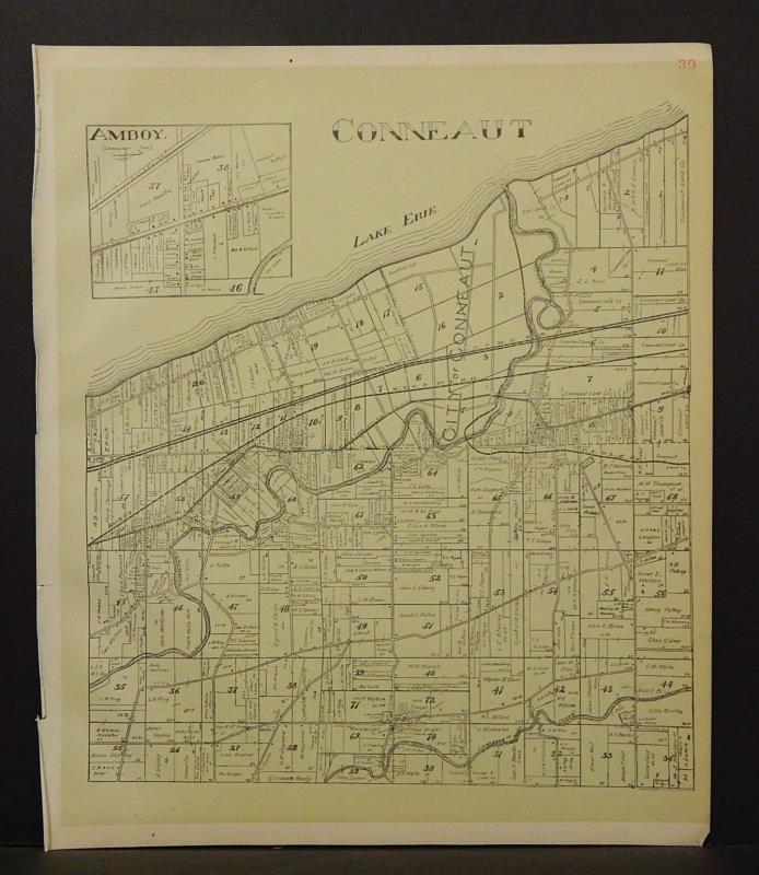 Ohio Ashtabula County Map Conneaut Township 1905 !W16#54