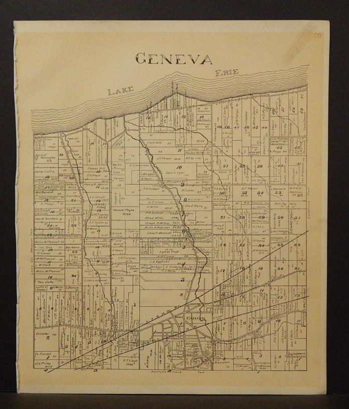Ohio Ashtabula County Map Geneva Township 1905 !W16#53