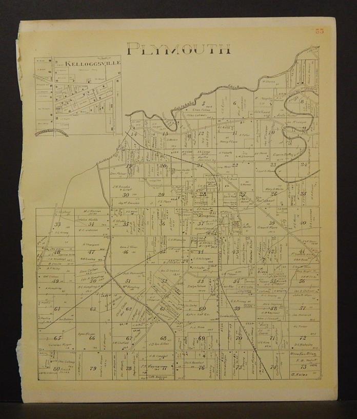 Ohio Ashtabula County Map Plymouth Township 1905 !W16#52