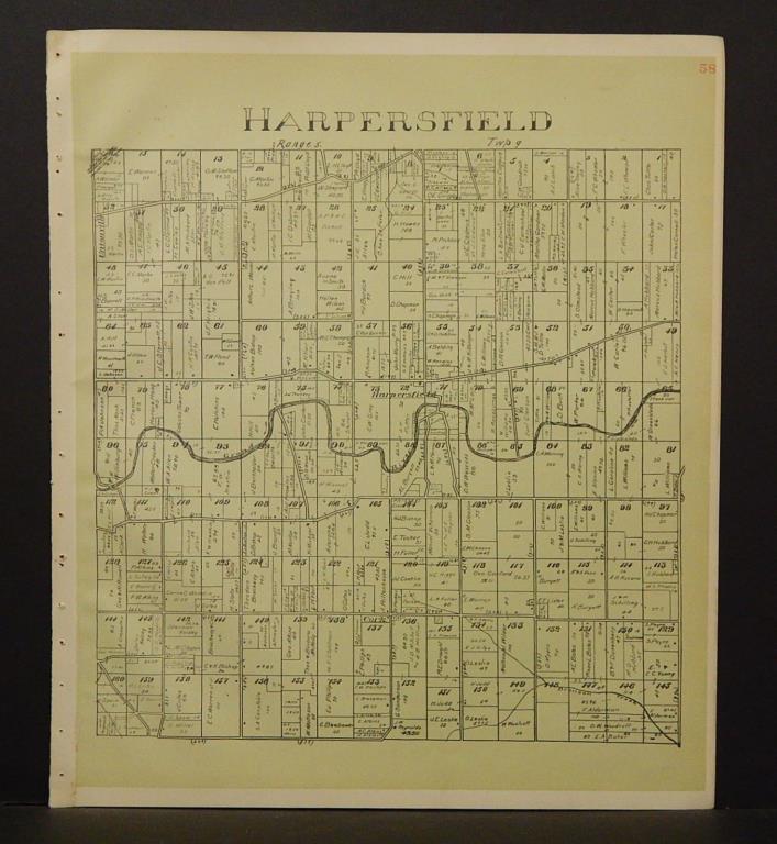 Ohio Ashtabula County Map Harpersfield Township 1905 !W16#50