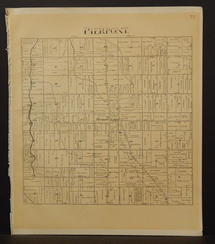 Ohio Ashtabula County Map Pierpont Township 1905 !W16#46