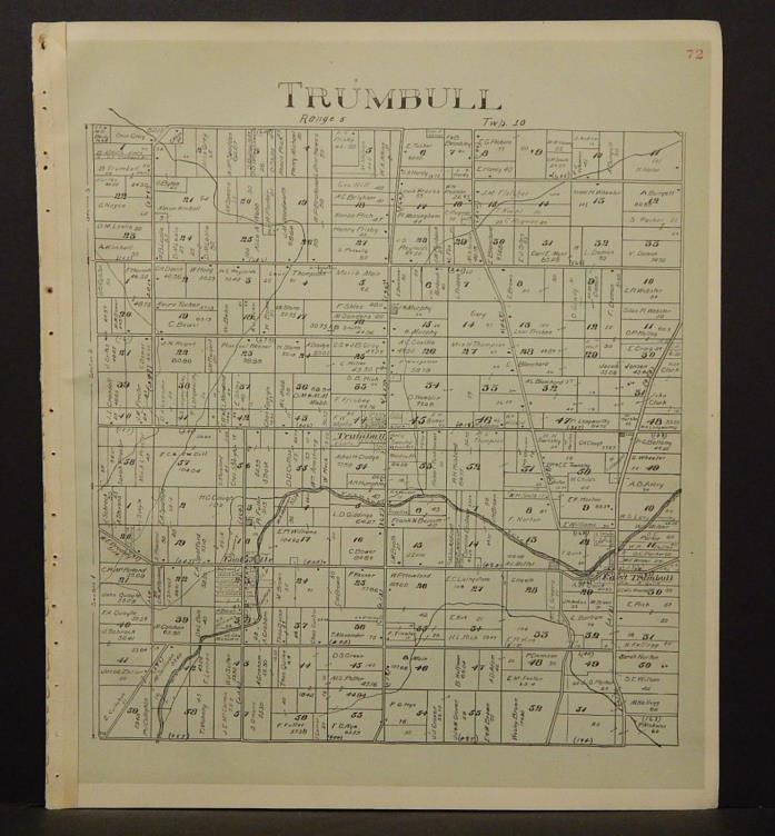 Ohio Ashtabula County Map Trumbull Township 1905 !W16#45