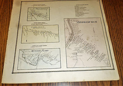 1866 MAPS MIDDLEBURGH, CARLISLE, ARGUSVILLE, HUNTERS LAND  NY SCHOHARIE CO
