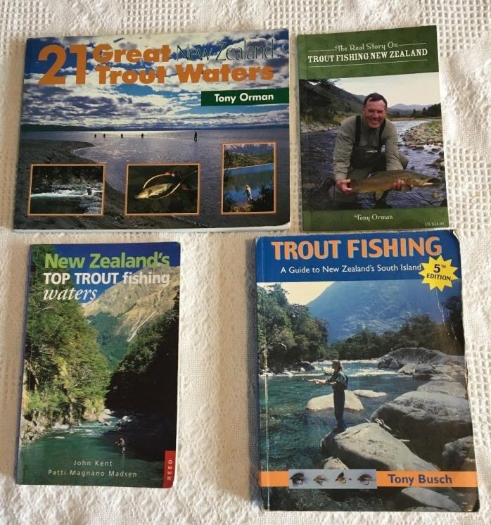Lot of 4 NEW ZEALAND TROUT FISHING ANGLING Books S/C