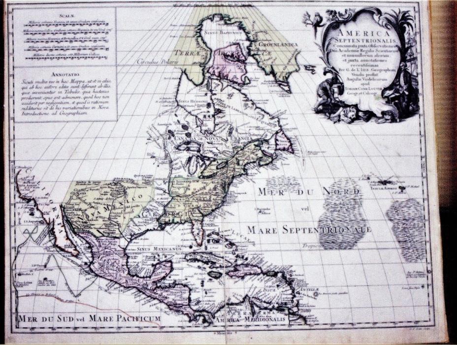 Antique Map c.1750 East North America  & Central America, T. C. and G.F. Lotter