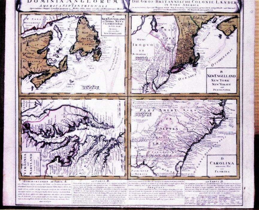 Antique Map c.1750 Newfoundland & East Coast Colonies of North America