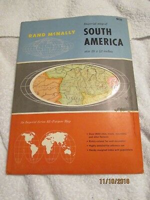 Vintage Rand McNally Imperial Map of South America 1958 # 5R58 great color 28x42