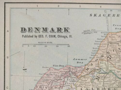 Vintage 1902 DENMARK Map 11