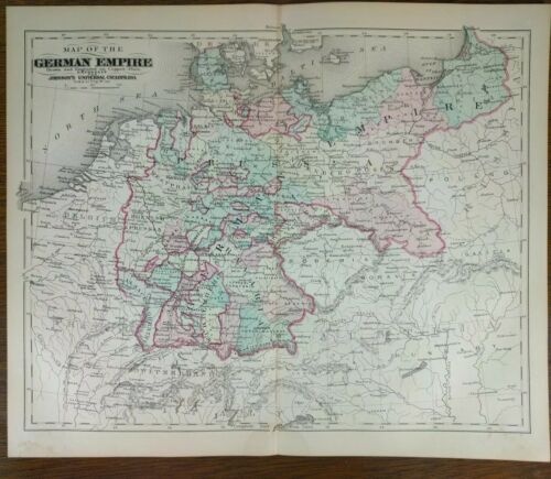 Original 1874 GERMAN EMPIRE Map Old Antique Historic BERLIN BRUNSWICK GOTHA MAPZ