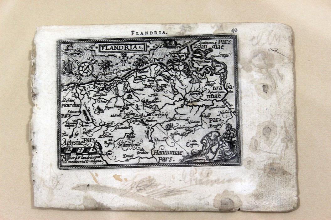 Original Antique Map of FLANDERS by ORTELIUS circa 1600 Early Copper Engraving