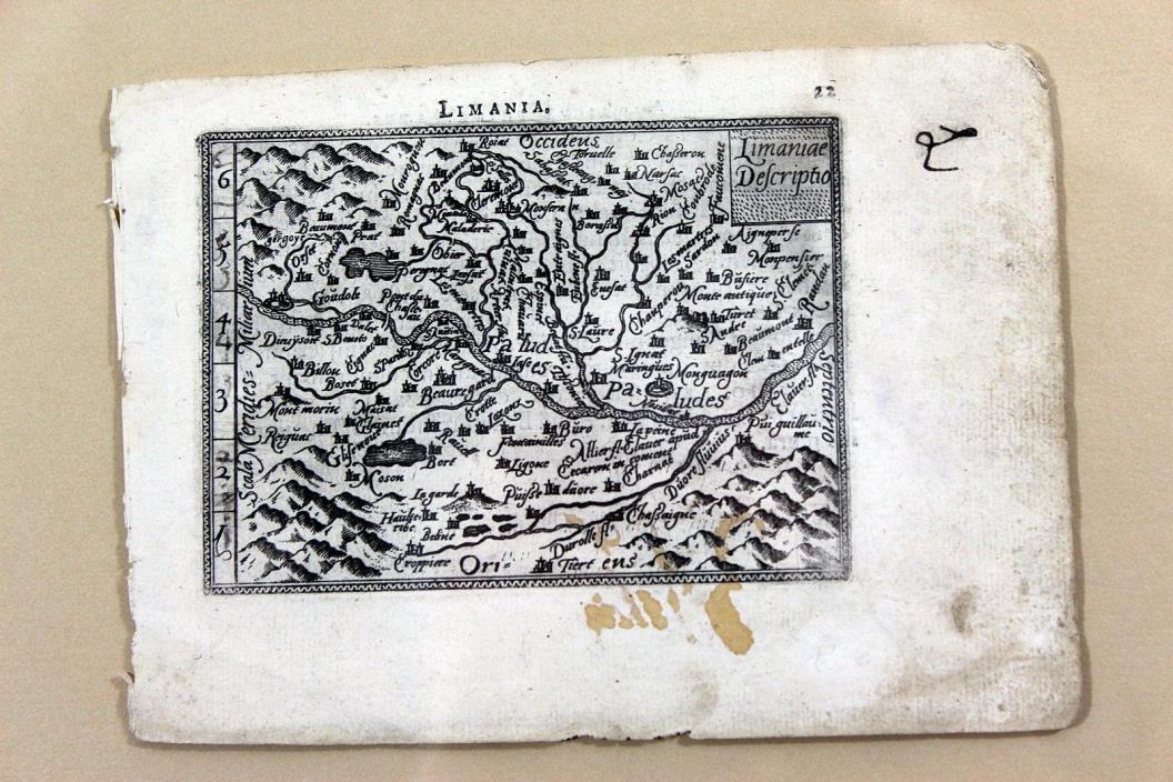 Original Antique Map of LIMAGNE France by ORTELIUS circa 1600 Early Engraving