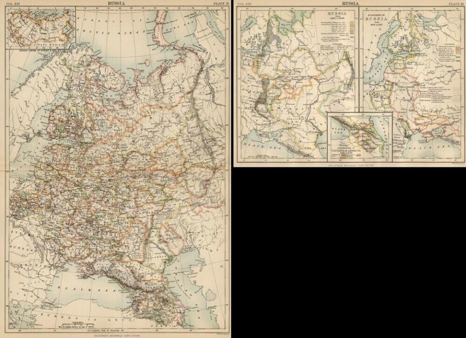 RUSSIA: TWO Authentic 1889 Maps showing 