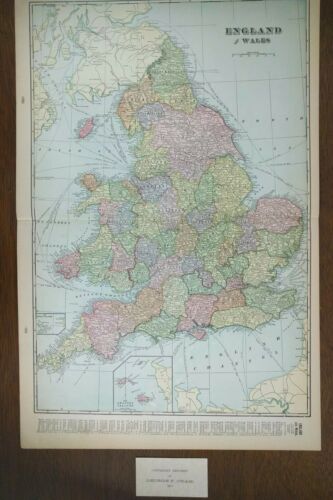 Vintage 1901 ENGLAND WALES Map 14