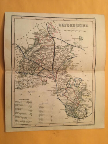 KE) Antique Original 1842 Oxfordshire England County Modern Geography Map