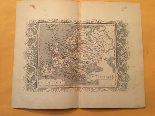 KE) Antique Original 1842 European Continental Country Modern Geography Map