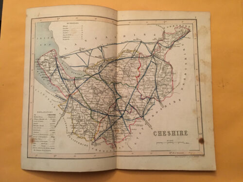 KE) Antique Original 1842 Cheshire England County Map Modern Geography