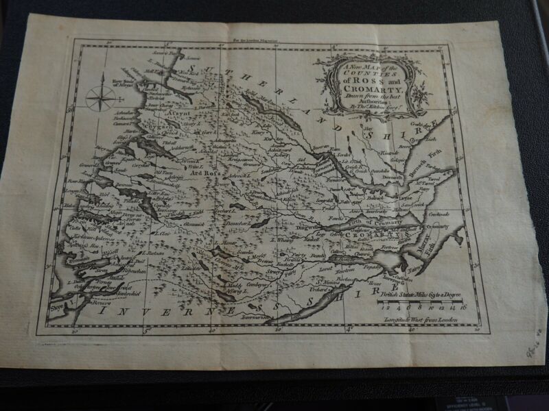 Antique Map A New Map of Counties of Ross and Cromarty, Drawn Best.....T Kitchin