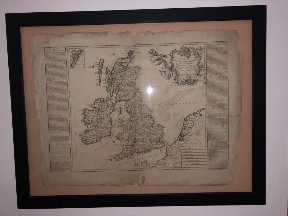 Rare, Antique !! 1756 French MAP OF THE UK- ByJ.B NOLIN - Les Isles Britanniques