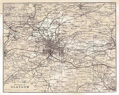 An enlarged map of The Envirions of Glasgow, Original dated1880.