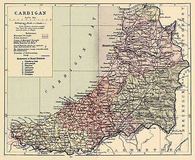 An enlarged map of Cardigan, Wales,Original dated1880.