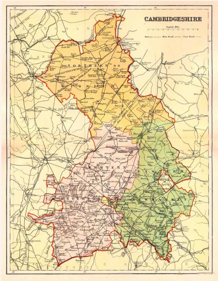 Map of the County of Cambridge, England,