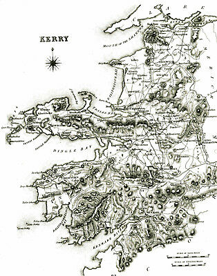 An enlarged map of County Kerry, Ireland, original dated C1840.