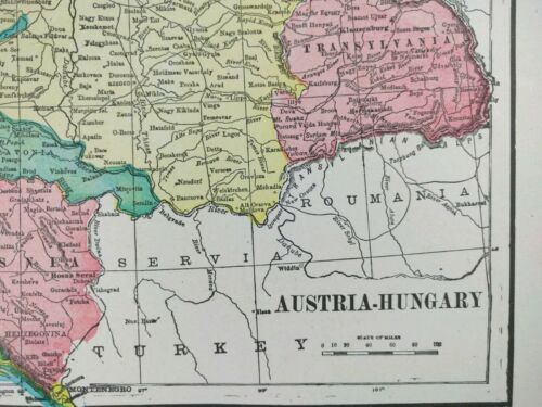 Vintage 1902 AUSTRIA HUNGARY Map 14x11 Old Antique Original VIENNA BUDAPEST MAPZ