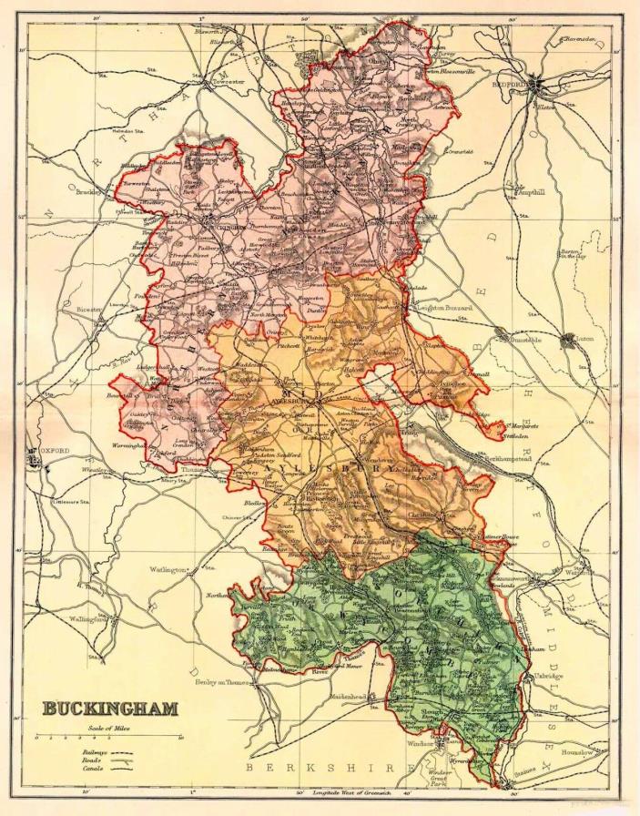 Map of the County of Buckingham, England,