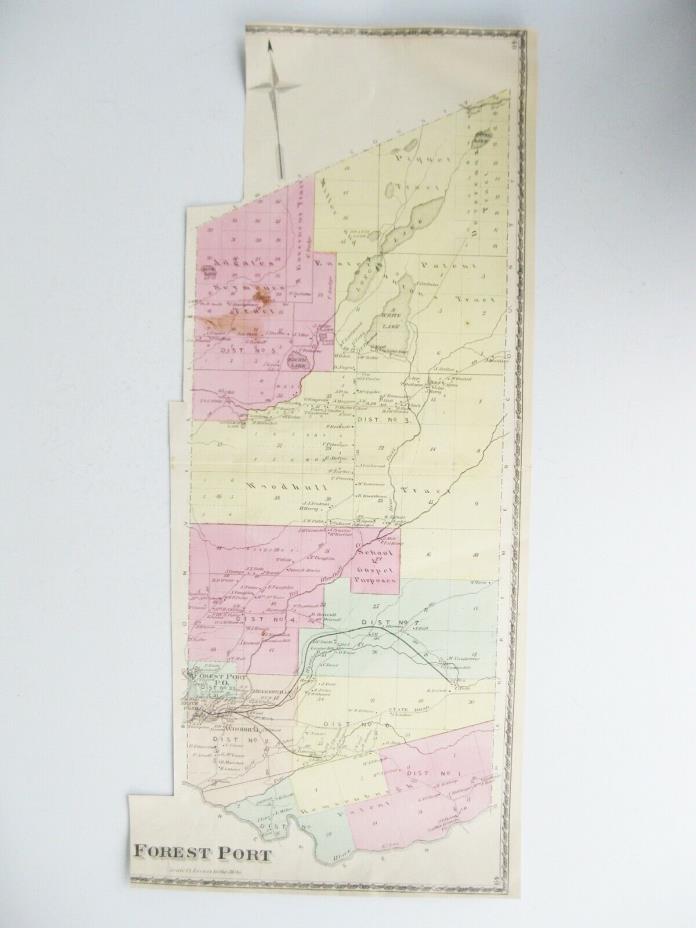 Vintage 1874 Map – Forest Port in Oneida County, NY