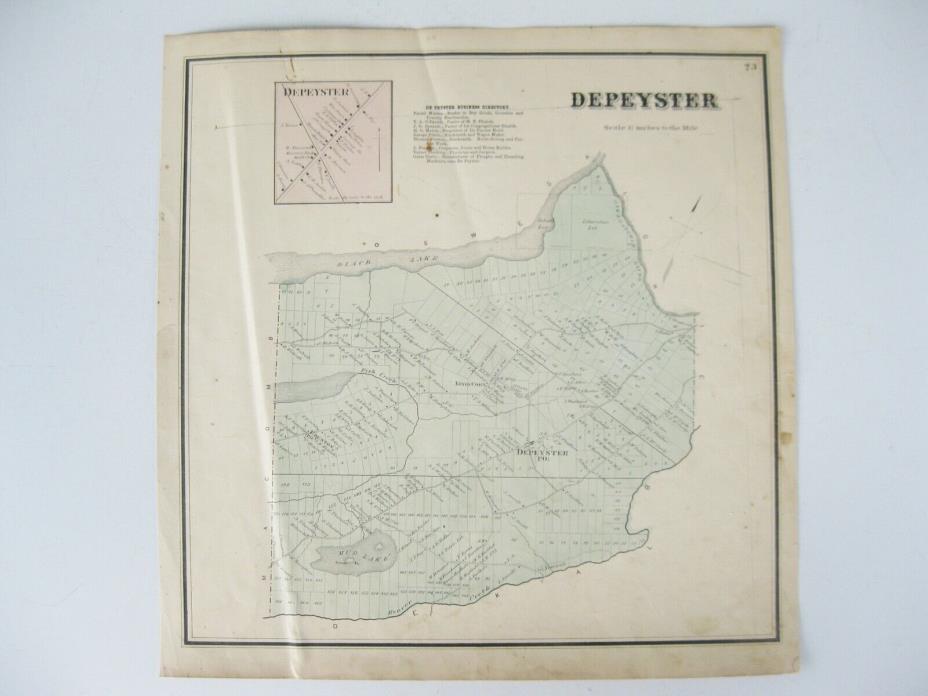 Vintage 1865 Map – Depeyster in St. Lawrence County, NY