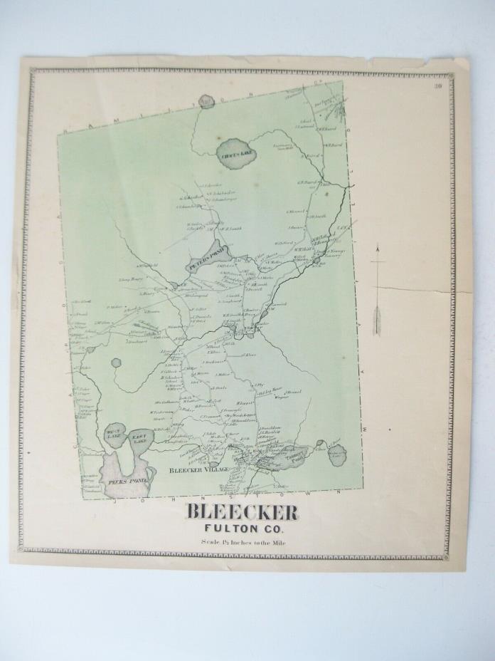Vintage 1868 Map – Bleecker in Montgomery & Fulton Counties, NY