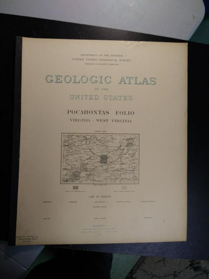 1896 Geologic Atlas, Pocahontas -Virginia,West Virginia  -U.S Geological Survey