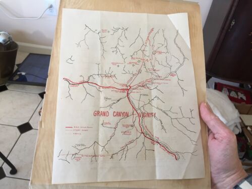 Antique map Grand Canyon AZ and Vicinity Hiking Walking Trails roads ca. 1912
